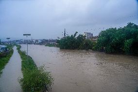 Bagmati River Flooding In Kathmandu, Nepal.