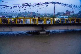 Bagmati River Flooding In Kathmandu, Nepal.