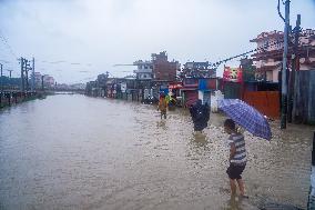 Bagmati River Flooding In Kathmandu, Nepal.