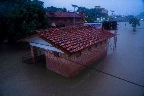 Bagmati River Flooding In Kathmandu, Nepal.