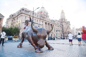 Golden Bull Sculpture in Shanghai