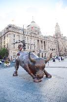 Golden Bull Sculpture in Shanghai