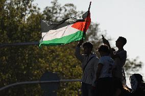 Demonstration In Barcelona During The General Strike For Palestine.