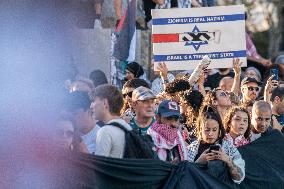 Demonstration In Barcelona During The General Strike For Palestine.