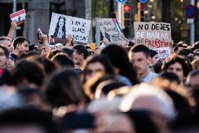 Demonstration In Barcelona During The General Strike For Palestine.