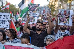 Demonstration In Barcelona During The General Strike For Palestine.