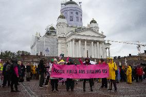 Environmental Protest For Climate Action In Helsinki, Finland