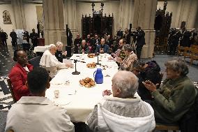 Pope Francis Meets Homeless People - Brussels