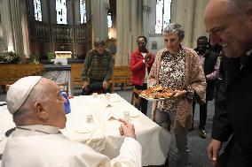 Pope Francis Meets Homeless People - Brussels