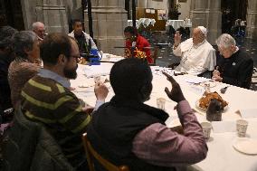 Pope Francis Meets Homeless People - Brussels