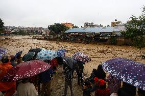 Flooded neighborhood in Lalitpur