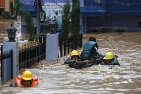 Flooded neighborhood in Lalitpur