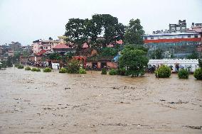 Flooded neighborhood in Lalitpur