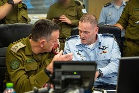 Israeli Air Force's command room during the airstrike targeting Hezbollah's headquarters in Israel