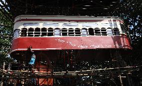 Heritage Tram Model Pandal In West Bengal, Kolkata, India - 28 Sep 2024