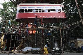 Heritage Tram Model Pandal In West Bengal, Kolkata, India - 28 Sep 2024