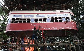 Heritage Tram Model Pandal In West Bengal, Kolkata, India - 28 Sep 2024