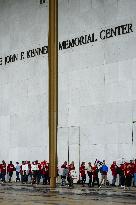 Musicians From The National Symphony Orchestra March A Picket Line At The Kennedy Center In Washington D.C. On September 27, 202