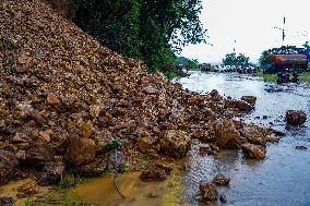 Monsoon Rainfall Induces Landslide In Nepal.