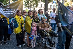 March Marking The Upcoming Defenders Of Ukraine Day In Kyiv