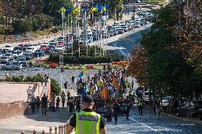 March Marking The Upcoming Defenders Of Ukraine Day In Kyiv