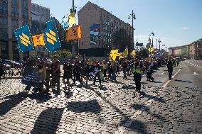 March Marking The Upcoming Defenders Of Ukraine Day In Kyiv