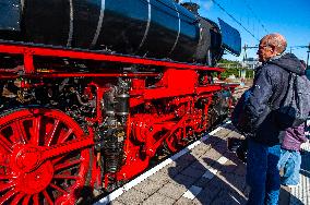 Large German Steam Locomotives Running In Nijmegen.