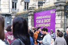 Protesters During The World Day For The Right To Abortion