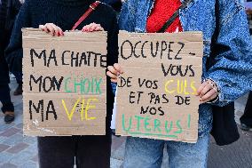 Protesters During The World Day For The Right To Abortion