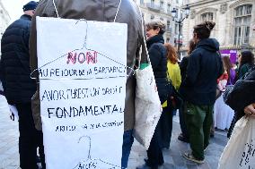 Protesters During The World Day For The Right To Abortion