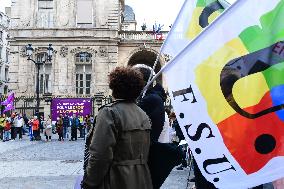 Protesters During The World Day For The Right To Abortion