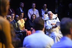 Pope Francis Meets The Students Of Louvain University - Belgium