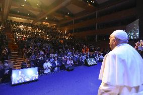 Pope Francis Meets The Students Of Louvain University - Belgium