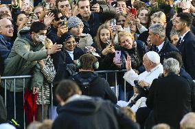 Pope Francis Meets The Students Of Louvain University - Belgium