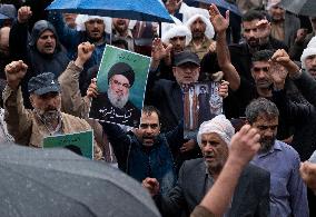 Iran Reaction Protest Against Killing of Hassan Nasrallah