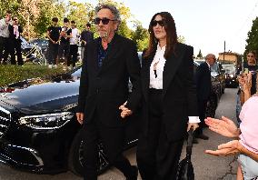 Tim Burton and Monica Bellucci at wedding of Luigi Buffon and Ilaria D'Amico - Lucca