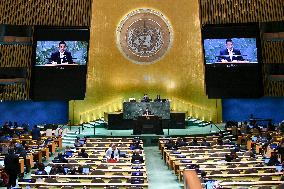 Thailand Foreign Minister Maris Sangiampongsa Addresses The UN General Assembly