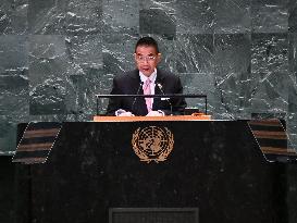 Thailand Foreign Minister Maris Sangiampongsa Addresses The UN General Assembly