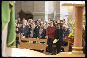 Rachida Dati at a mass Rachida Dati during a mass at Saint Francois Xavier's Church - Paris