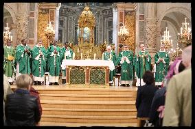 Rachida Dati at a mass Rachida Dati during a mass at Saint Francois Xavier's Church - Paris