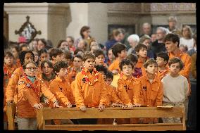 Rachida Dati at a mass Rachida Dati during a mass at Saint Francois Xavier's Church - Paris