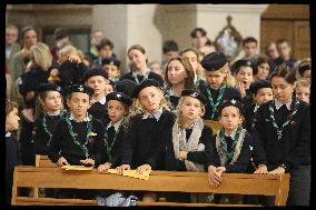 Rachida Dati at a mass Rachida Dati during a mass at Saint Francois Xavier's Church - Paris