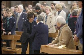 Rachida Dati at a mass Rachida Dati during a mass at Saint Francois Xavier's Church - Paris