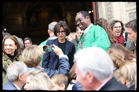 Rachida Dati at a mass Rachida Dati during a mass at Saint Francois Xavier's Church - Paris