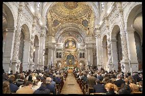 Rachida Dati at a mass Rachida Dati during a mass at Saint Francois Xavier's Church - Paris