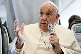 Pope Francis Speaks To Press Aboard Plane - Belgium