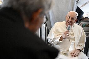 Pope Francis Speaks To Press Aboard Plane - Belgium