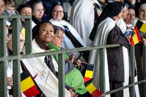 Pope Francis Leads Mass At King Baudouin Stadium - Brussels