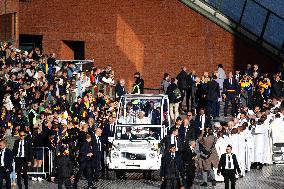 Pope Francis Leads Mass At King Baudouin Stadium - Brussels