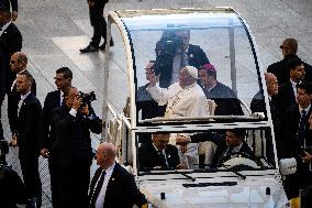 Pope Francis Leads Mass At King Baudouin Stadium - Brussels